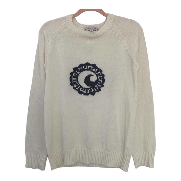 Ellsworth & Ivey Sweaters - Ellsworth & Ivey Preppy Cream Sweater With Nautical Novelty Print Small